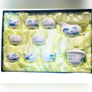 Brand New | Beautiful White & Blue Porcelain 10 Piece Tea Set